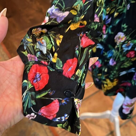 H & M Black Viscose Floral Long Sleeve Dress, size 14! - Picture 5 of 11